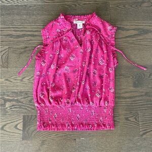 Rachel Zoe small Floral Pink flowy Sleeveless Blouse